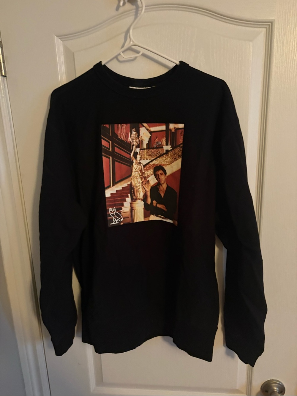Black Graphic Long Sleeve Crew Neck OVO x SCARFACE